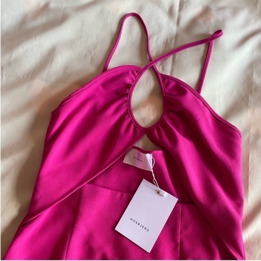 Hosbjerg- Fuchsia Cut Out Honey Dress Midi Dress With Side Slit Size 6 Nwt — image 5 of 7